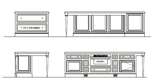Vertical Drawing of Cabinets for Kitchen Plans