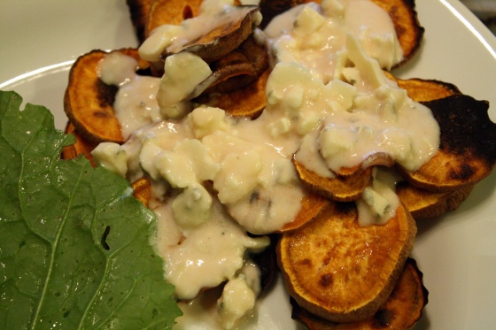 Sweet Potato Chips with Blue Cheese Dressing