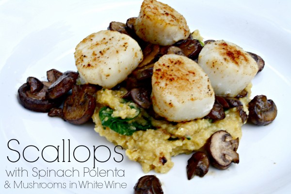 Scallop, polenta, and mushrooms