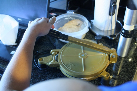 Pressing the Tortilla Dough