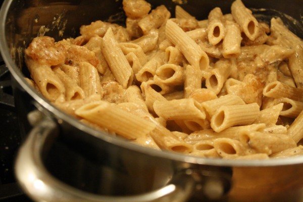 Pasta and Sauce in a Pot