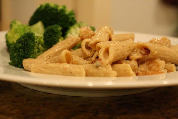 Pasta and Shrimp Plated