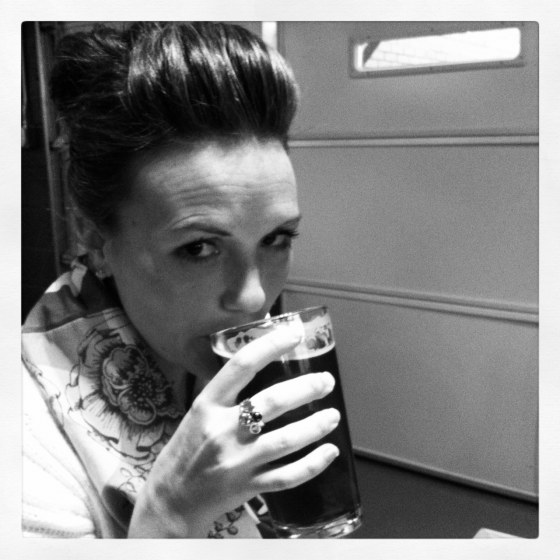 Kelly Enjoying Noda Brewing Company Beer
