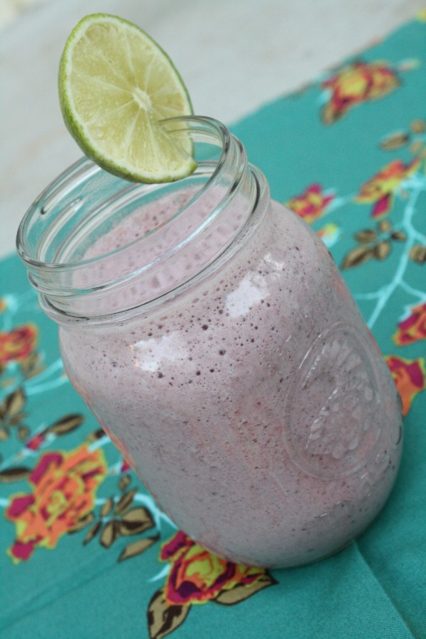 Cherry Lime Smoothie in a Mason Jar