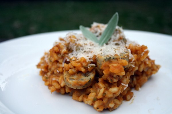 Pumpkin Risotto with Chicken Sausage