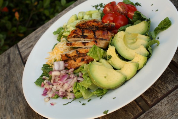 Spring Green Salad with Honey Bourbon Chicken