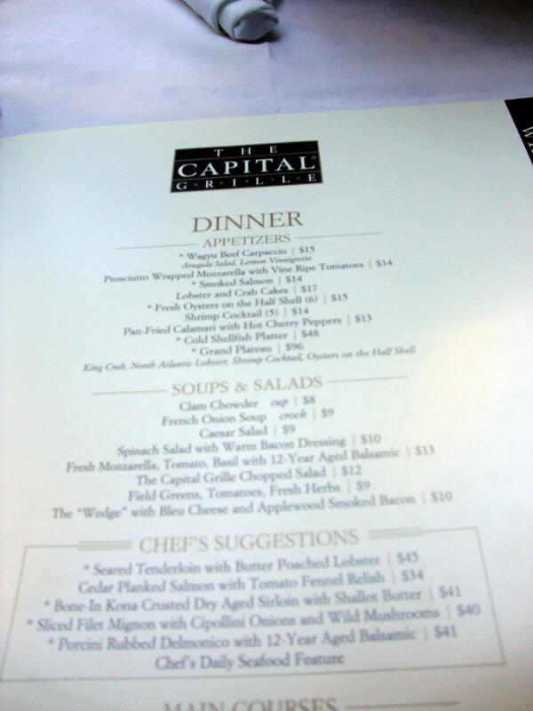 The capital deals grille menu